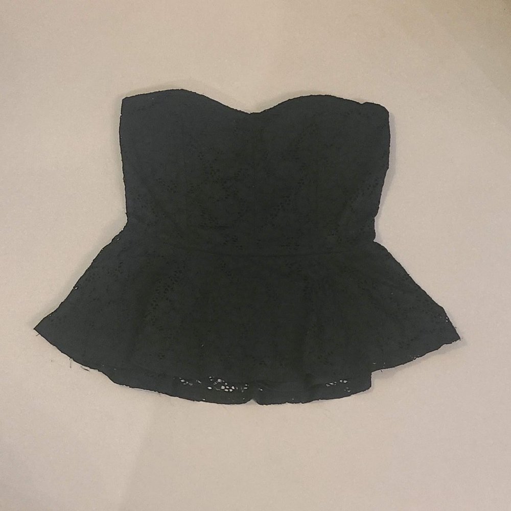 Black Lace Strapless Top